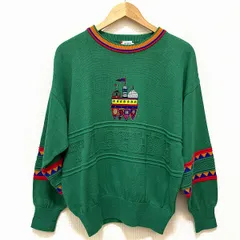 #anc カステルバジャック Castelbajac ニット・セーター 3 緑 オレンジ 赤 ニット 麻混 刺繍 メンズ [967115]