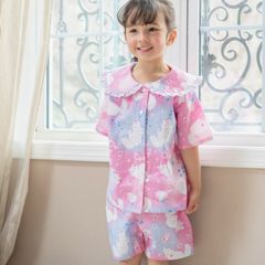 【マリン猫ピンク】ねこプリントパジャマ半袖 TAK キッズ キャサリンコテージ