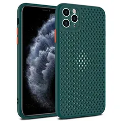 【Japan Platina】 iPhone14pro iPhone14プロ （ダークグリーン） 6.1インチ カバー メッシュ 放熱 アイフォン14プロ ケース カバー スマホケース TPU Qi充電 滑り止め すり傷防止 軽量 薄型 me122 me-14