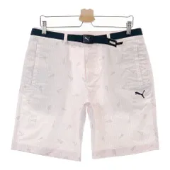 サイズ：L PUMA GOLF プーマゴルフ  シアサッカー ハーフパンツ ストライプ 総柄 ピンク系 [240101522983] ゴルフウェア メンズ ストスト