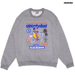 STREETWISE DOPE DOGS CREWNECK SWEAT【GRAY】 (L・XL・2XL)(ストリートワイズ メンズ 大きいサイズ トレーナー スウェット クルーネック 厚手 ヘビーウエイト 長袖 ロングスリーブ ドジャース DODGERS)