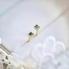 312 エメラルド スクエアピアス　18kgf ジルコニアピアス　高品質　上品