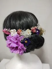 髪飾り　髪飾りパープル　髪飾り紫　成人式　卒業式　七五三　つまみ細工　振袖　袴