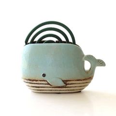 Stylish ceramic mosquito coil holder, mosquito coil holder, Japanese style, cute, simple, antique, vertical, pottery, modern, garden, outdoor, ceramic mosquito coil container, mini whale design.