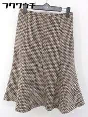 ◇ KUMIKYOKU sis クミキョクシス サイドジップ　総柄　 膝丈 フレア スカート サイズ2 ブラウン　ベージュ レディース  【中古】 【1107140002488】