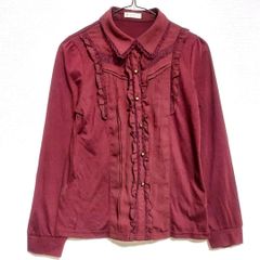 axes femme ワインレッド 長袖シャツ フリル レース 可愛い M