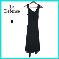 極美品 La Defence ラディファンス ワンピース ロングワンピース ドレス シンプル フリル ノースリーブ シアー 透け感 シースルー レディース ブラック 無地 9