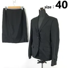 スーツカンパニー/THE SUIT COMPANY she★春夏セットアップ/絹/SILK混スカートスーツ【レディース上下40・L/黒/ストライプ】背抜き◆cBH942