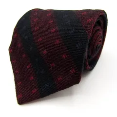 ミラショーン ブランド ネクタイ リバーシブル ストライプ柄 イタリア製 PO  メンズ ネイビー mila schon 【中古】