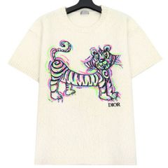 極美品 DIOR ディオール×ケニーシャーフ タイガー 寅 ニット 半袖 サイズL アルパカ混 ウール 刺繍 干支 47283