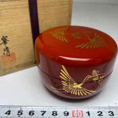 茶道具 加賀蒔絵 塗師 峯清作 花文棗 共箱 V 6182 茶道具 加賀蒔絵