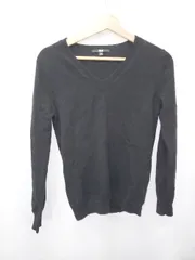 ◇ ⊇ UNIQLO ユニクロ カシミヤ100％ Vネック 長袖 ニット セーター サイズM ブラック レディース E  【1506250003062】