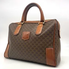 CELINE セリーヌ ミニボストンバッグ ハンドバッグ マカダム トリオンフ トラベル PVC 革 ブラウン