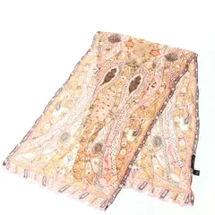 良好 ETRO エトロ シルクシフォン ロングスカーフ   ブラウン シルク100％ レディース ペイズリー柄 服飾小物　240001153236