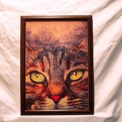 193:どアップイレブン10    猫  パロディアート  ポスター B5フレーム付