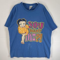 古着 ベティーブープ  半袖Tシャツ 大判 両面 ラバープリント キャラクター USA製 L  ブルー メンズ