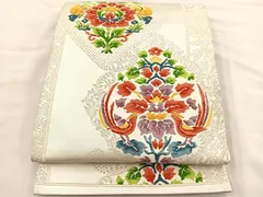 平和屋着物◎六通柄袋帯　唐織　花菱文　金糸　正絹　逸品　BAAT4818hz