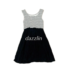 美品　dazzlin ダズリン ノースリーブ フレア ワンピース （S） ボーダー柄