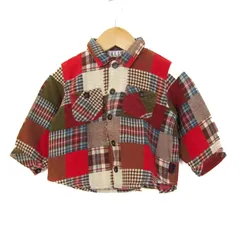 エル 長袖シャツ トップス チェック柄 パッチワーク ベビー 男の子用 80サイズ 茶×赤×ベージュ ELLE 【中古】のサムネイル