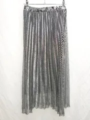 ◇ Θ JEANASIS ジーナシス 光沢 ラメ ロング プリーツ スカート サイズF ブラック シルバー レディース P  【1409090007934】