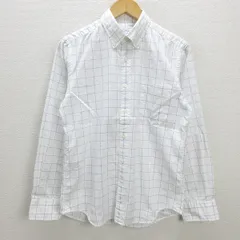 C■ユナイテッドアローズ/UNITED ARROWS GLR チェック柄 長袖BDシャツ【M】白/MENS■120【中古】■