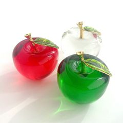 ガラス製 りんご 置物 2個セット レッド イエロー - メルカリ