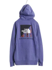 【お得なクーポン配布中!】 ノースフェイス 両面 プリント スウェット フード パーカー メンズ M / プルオーバー トレーナー アウトドア 裏起毛 ボックスロゴ パープル
