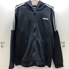 adidas アディダス CLIMALITE スウェット トレーナー パーカー フーディー フルジップ ワンポイントロゴ スリーライン JORDAN製 メンズ ブラック