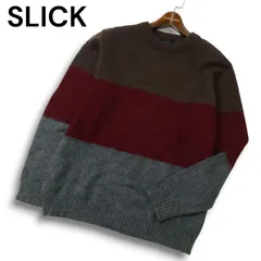 SLICK スリック 秋冬 ウール混★ カラーブロック クルーネック ニット セーター Sz.2 メンズのサムネイル