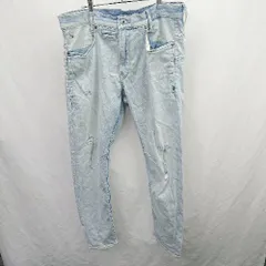 ◇ Θ ジースターロウ ダメージ加工 ワイドデニムパンツ サイズ表記なし ライトブルー系 メンズ E  【1507080002515】