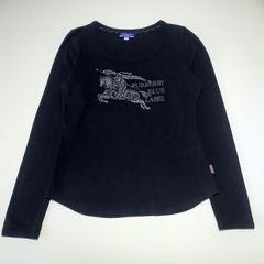 バーバリー ブルーレーベル ビッグホースロゴ ロンT カットソー ネイビー 紺 38サイズ Burberry