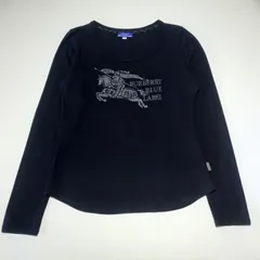 バーバリー ブルーレーベル ビッグホースロゴ ロンT カットソー ネイビー 紺 38サイズ Burberry