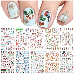 【数量限定】トナカイ クリスマスツリー ジンジャーブレッドマン ネイルステッカー 雪だるま 貼るだけ 雪の結晶 ジェルネイル サンタクロース ネイルアート 10枚セット デコレーション クリスマス (A) ネイルシール