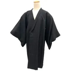京やM460 ウール 着物コート 和装コート 道行コート 単衣仕立て へちま衿 ロング丈 肩滑り付き ブラック 黒 フォーマル・カジュアル兼用 仕立て上がり 3シーズン対応 袷・単衣兼用コート 道中着 羽織 塵除け 風除け リサイクル着物
