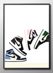 12845ナイキ アート スニーカー A3 サイズ ポスター アート おしゃれ 絵画 インテリア 北欧 イラスト マット紙 艶消し アートパネル 額 フレーム デザイン 壁掛け ギフト 新築祝い ディスプレイ 