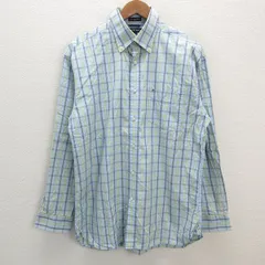 y■トミーヒルフィガー/TOMMY HILFIGERチェック柄 長袖BDシャツ■水色【M】MENS/46【中古】