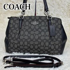 美品 コーチ COACH トートバッグ 2way シグネチャー キャンバス レザー 黒