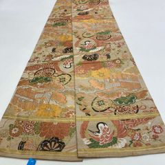 丸帯 アンティーク ヴィンテージ 全通 金帯 384cm 花嫁衣装 貸衣装 中古 リサイクル 結婚式 婚礼 着付け 舞台 きもの 着物 4149