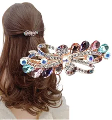 新品 [Herbeluemily] バレッタ ビジュー ストーン 金具 髪留め ヘアクリップ おしゃれ 大人 上品 ブーケ オーロラ HM-0114-R04-OR