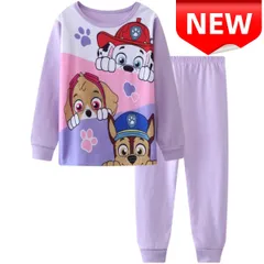 ✨新品✨ PAW パトロール 子供用パジャマ 長袖 女の子 幼児 犬キャラクター プリント 部屋着 ルームウェア キッズ 男の子 女の子 パープル かわいい アニメキャラクター 90cm 95cm 寝巻き 上下セット コットン 棉100%