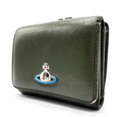✨良品✨ Vivienne Westwood  ヴィヴィアンウエストウッド 三つ折り財布 コンパクトウォレット がまぐち オーブ グリーン 緑色 レザー 革 ユニセックス 男女兼用 メンズ レディース