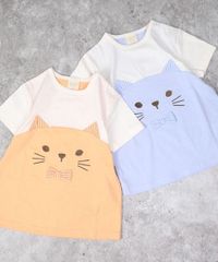 la poche biscuit　ねこ半袖Tシャツ　LP25ES552　オレンジorラベンダー