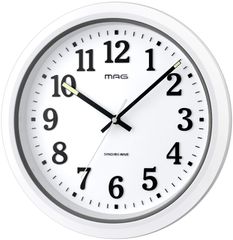 ナヤ_電波 MAG(マグ) 掛け時計 壁掛け時計 電波時計 防水 防塵 直径32.0㎝ アナログ ナヤ IP67 夜間秒針停止機能付き 立体文字 プラスチック風防 ホワイト W-734WH-Z