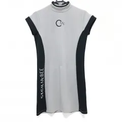 【超美品】セシルマクビーグリーン 半袖ハイネックワンピース グレー×黒 バイカラー レディース 1 ゴルフウェア CECIL McBEE green