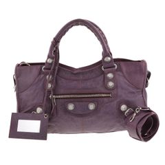 【中古】 BALENCIAGA （バレンシアガ） ｻﾞ･ｼﾞｬｲｱﾝﾄ ﾊﾟｰﾄﾀｲﾑ バッグ ハンドバッグ 2WAY パープル Purple leather レザー 173082 used:B