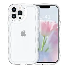 VENINGO いPhone13 proケース クリア 可愛い ウェーブ おしゃれ TPU+PC 韓国 かわいい スマホケース 人気 シンプル アクスタ アクキー 滑り止め 薄型 軽量 耐衝撃 指紋防止 レンズ保護 ストラップホール付き シリコン TPU  0
