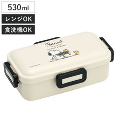 弁当箱 530ml 抗菌ふわっと弁当箱 スヌーピーバッジ （ スヌーピー ランチボックス 食洗機対応 レンジ対応 一段 抗菌 ドーム型 4点ロック 1段 日本製 仕切り付き 銀 AG 抗菌加工 食洗機OK レンジOK お弁当 弁当 一段弁当 ）