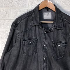 C&A　CANDA　グレー　ウエスタン　デニムシャツ