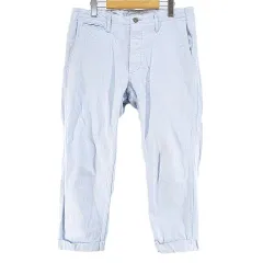 ビズビム VISVIM クロップドパンツ M 青系 サックスブルー ボタンフライ ロールアップ シンチバック 日本製のサムネイル