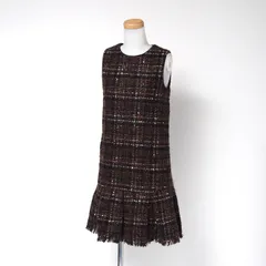 ■美品■DOLCE&GABBANA ドルチェアンドガッバーナ ワンピース サイズ11/12 ツイード ノースリーブ ラメ 裾プリーツ 子供服 イタリア製 ブランド古着【中古】20240808/RA0863のサムネイル
